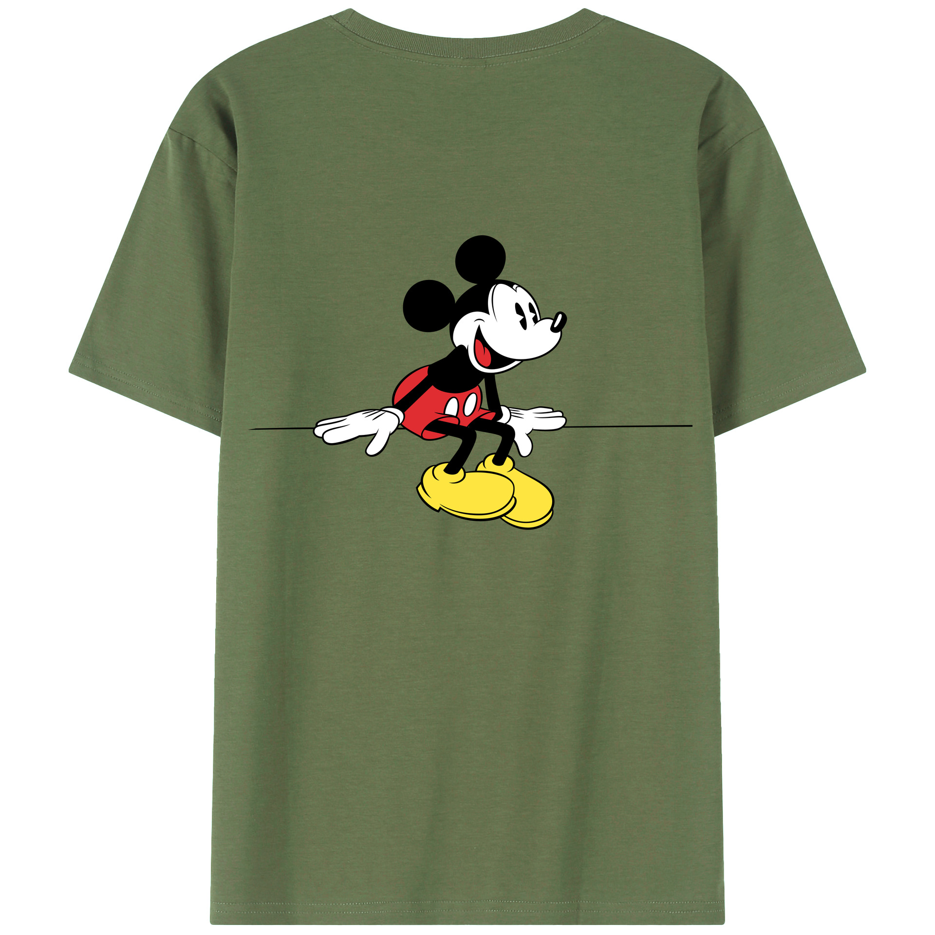 ミッキーマウス Mickey Mouse 綿100％ メンズ半袖Tシャツ（バックプリント） 通気性
